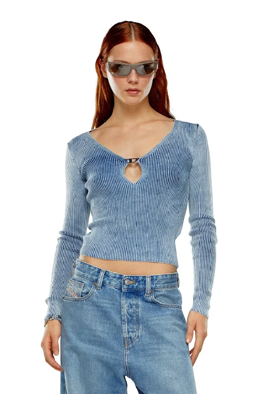 M-Teri Cut-out top in indigo cotton knit Blue Cool Women's Distressed