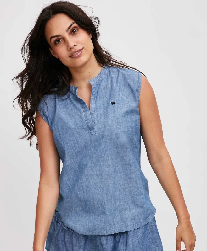 Ladies Sandy Chambray Shortsleeve Shirt Youthful Women's Pop