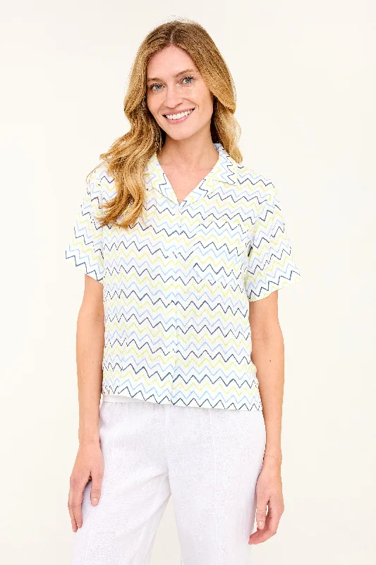 Maddie Camp Shirt - Zig Zag Print Streetwear Style for 