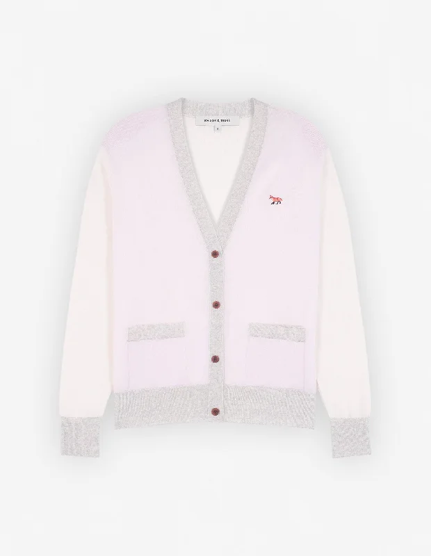 Baby Fox Patch Color Block Cardigan Pale Pink performance