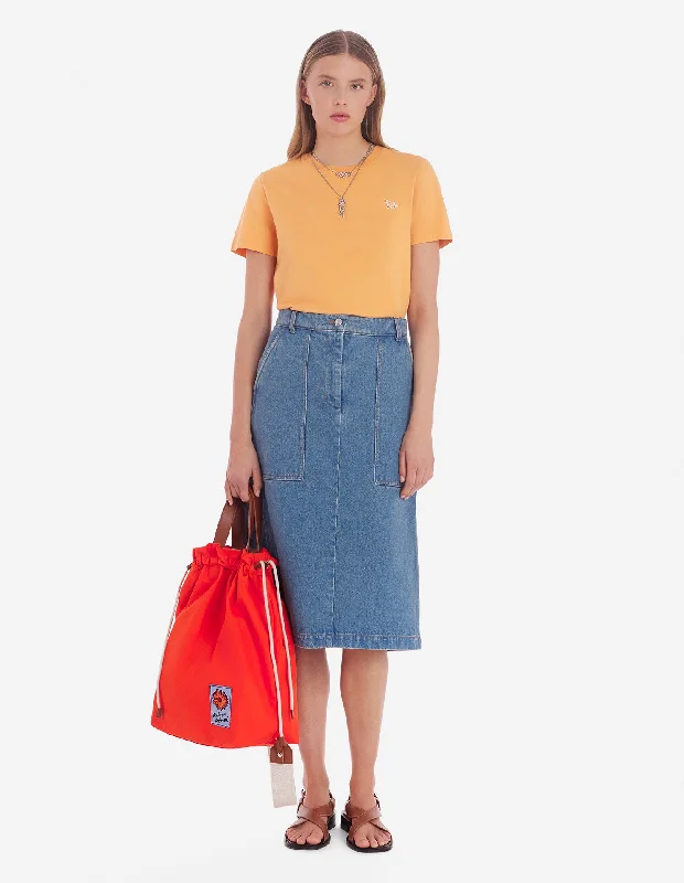 Women's Baby Fox Patch Regular Tee-shirt Sunset Orange Sleek Women's Metallic