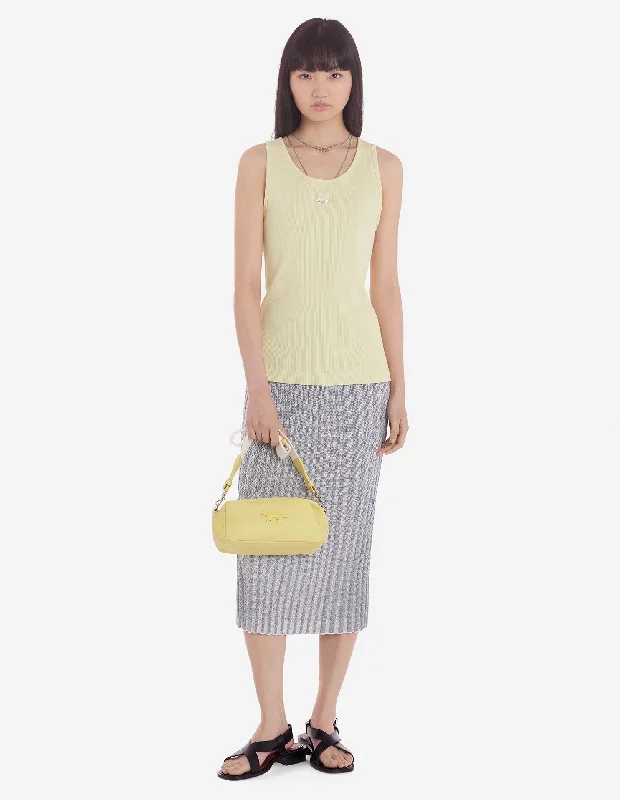 Women's Baby Fox Patch Ribbed Tank Top Chalk Yellow Dapper Women's Bow - adorned