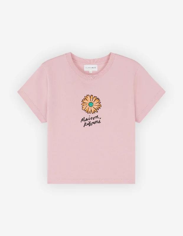 Women's Floating Flower Baby Tee-shirt Mist Pink Cool Women's Distressed