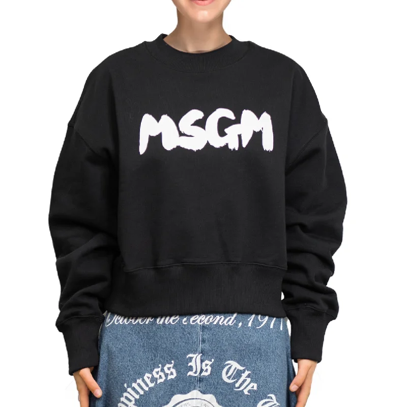 Msgm Brush Print Sweatshirt Black Dynamic Women's High - energy