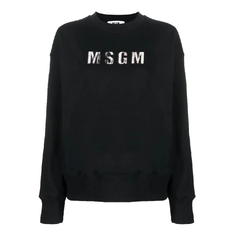 Women's Msgm Lynx Printed Sweatshirt Black Luxurious Women's High -  end