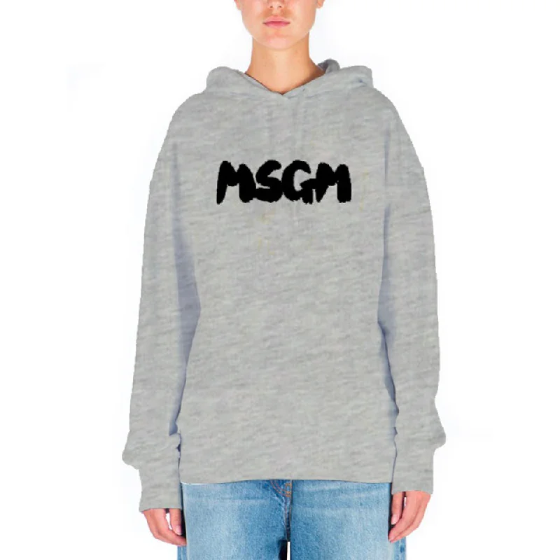 Women's Brush Print Hoodie Light Grey Bold Women's Statement