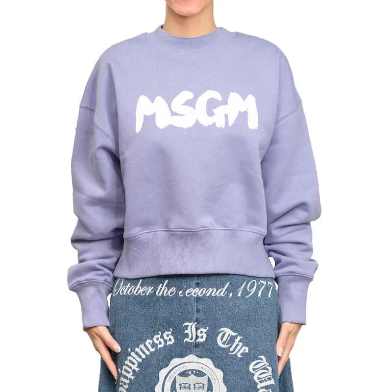 Msgm Brush Print Sweatshirt Lilac Sporty Women's Tennis