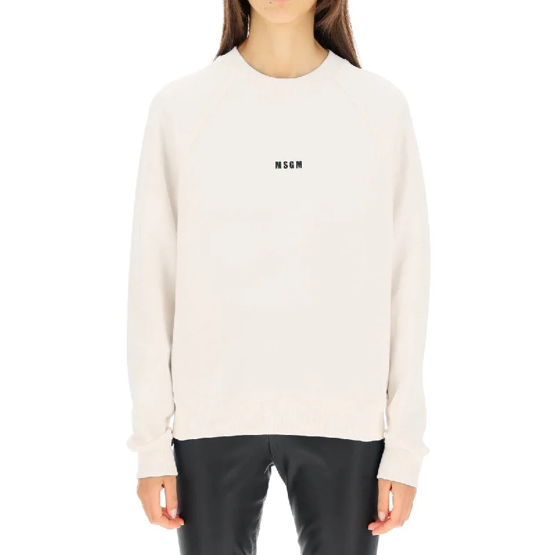Women's Micrologo Print Sweatshirt Off White Cozy Women's Sherpa - lined
