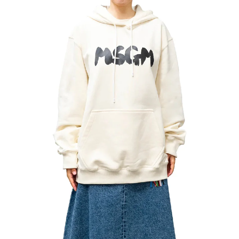 Women's MSGM Brush Print Hoodie Off White Modern Women's 