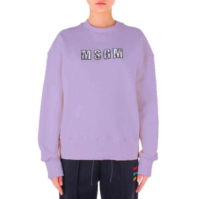 Women's Msgm Lynx Printed Sweatshirt Lilac Feminine Women's Style 