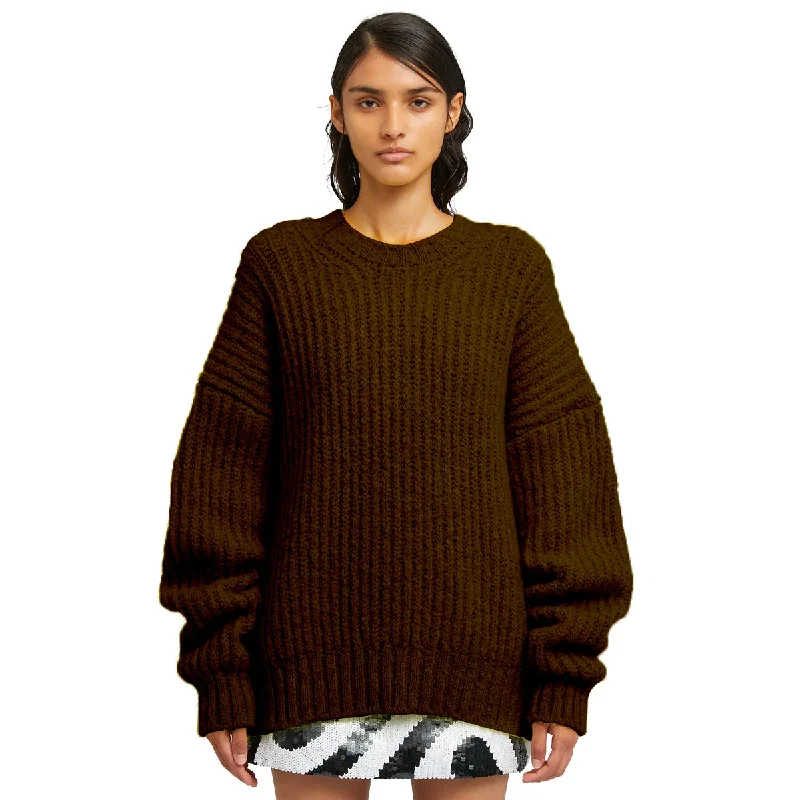 Blended wool crewneck sweater "Warm Winter" Brown French