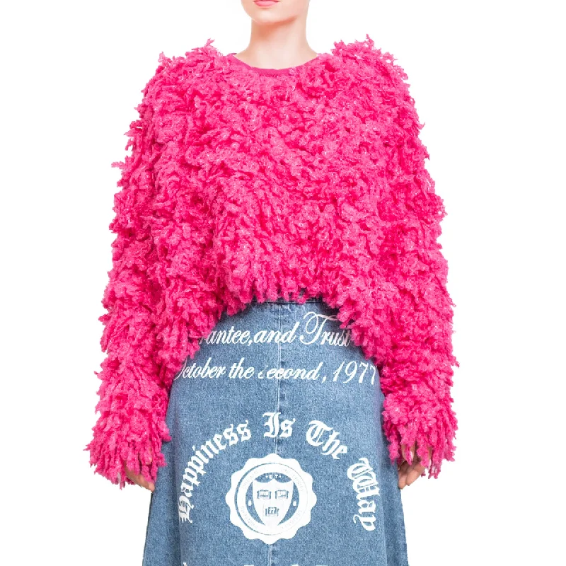 Sweater with "Boucle Meta fur" concept Fucsia Compression