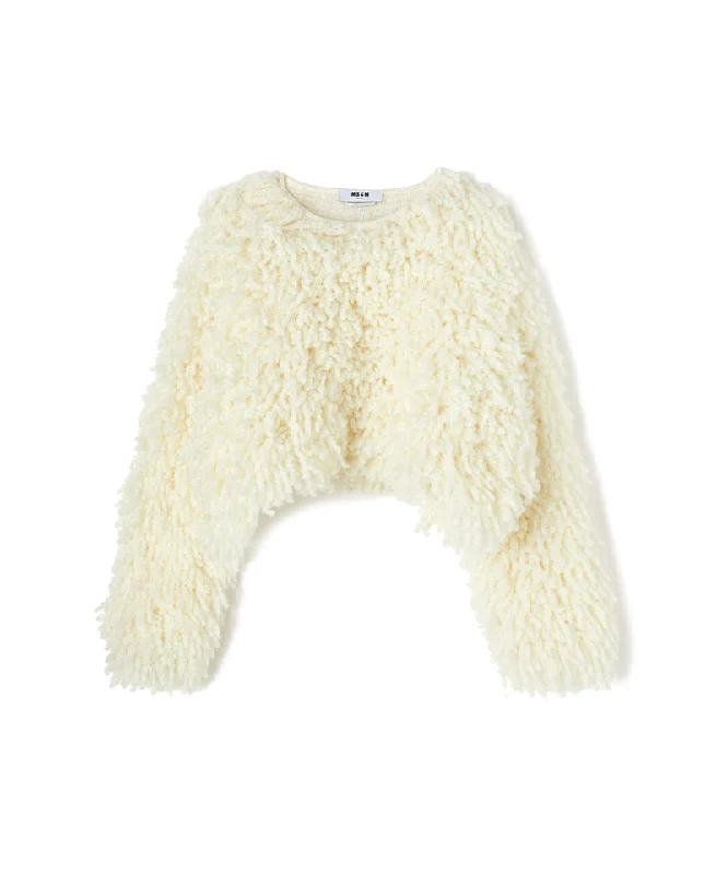 Sweater with "Boucle Meta fur" concept White Modern Women's Tech