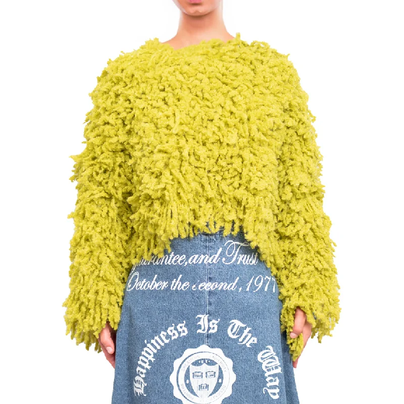 Sweater with "Boucle Meta fur" concept Yellow Minimalist Women's Casual
