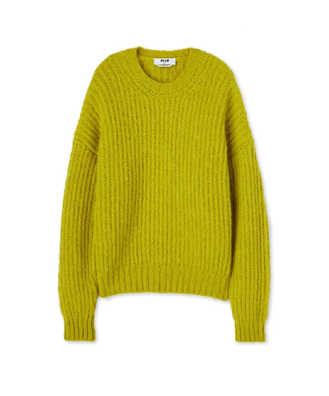 Blended wool crewneck sweater "Warm Winter" Yellow Sharp Women's Italian