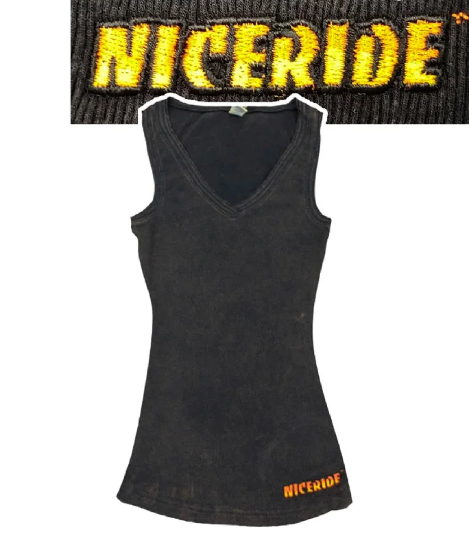 Outlaw - Women's Black 100% Cotton V-Neck Tank Top Feminine Women's Soft 