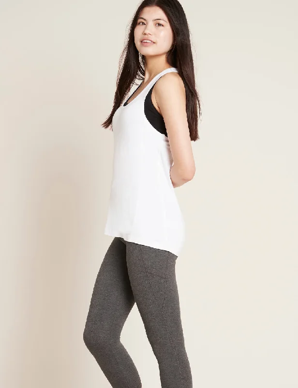 Racerback Active Tank - White Minimalist Women's Casual