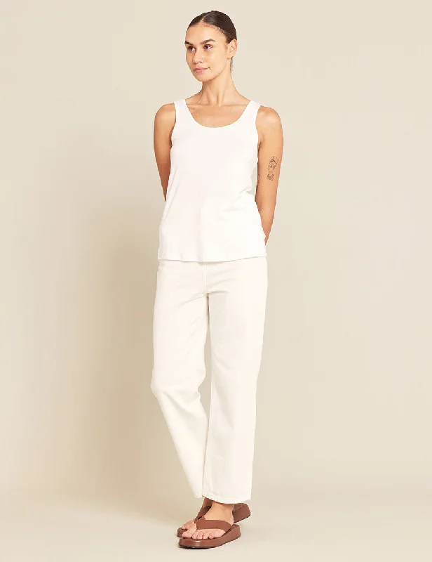 Relaxed Tank - White Trendy Women's 