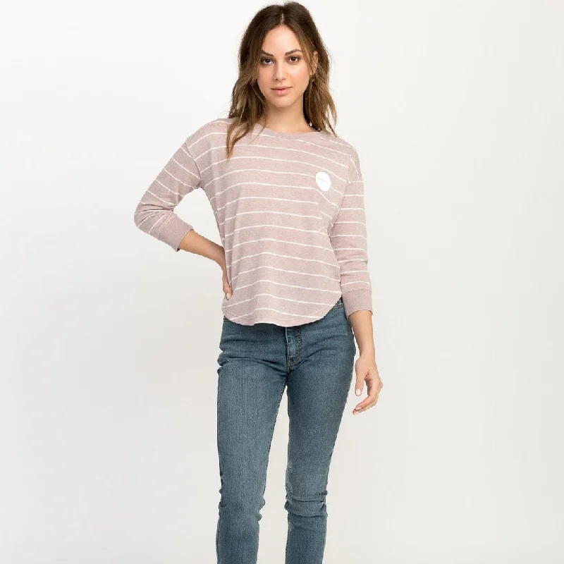 RVCA Motors Striped Pullover Crewneck Athletic Women's 