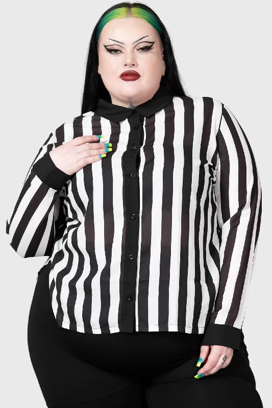 Stripe Down Shirt [PLUS] Dynamic Women's High - energy