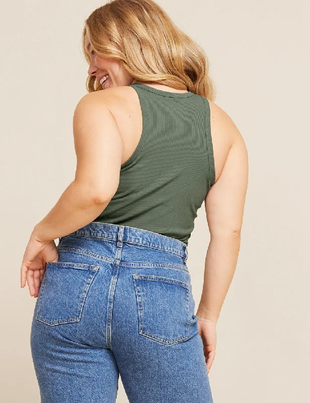 Women's Ribbed Racerback Tank - Moss Trendy Women's 