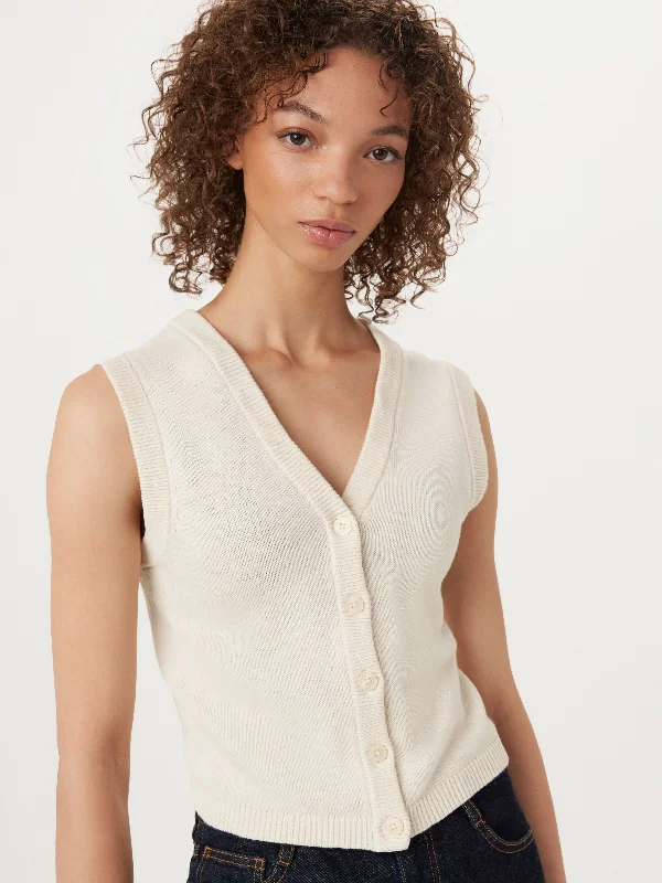 The Button-Up Sweater Vest in Vanilla