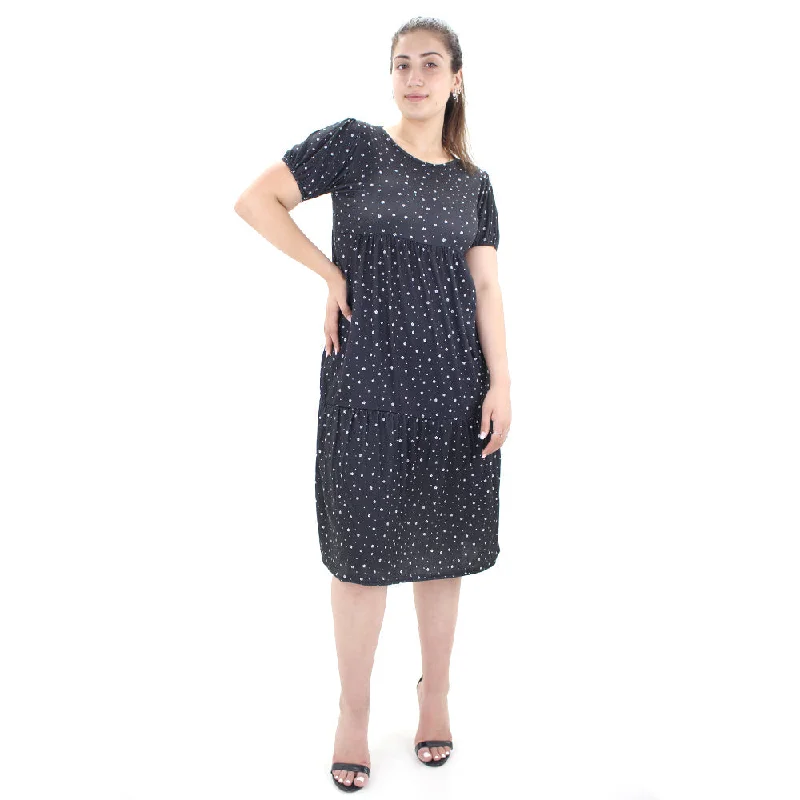 Women's Floral Short Sleeve Casual Dress,Black Cool Women's Skate