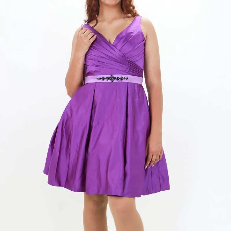 Women's Ruffle Rhinestone Dress,Purple Laid - back Women's Style