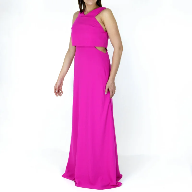 Women's Ruffle V Neck Dress,Dark Pink Preppy Women's College