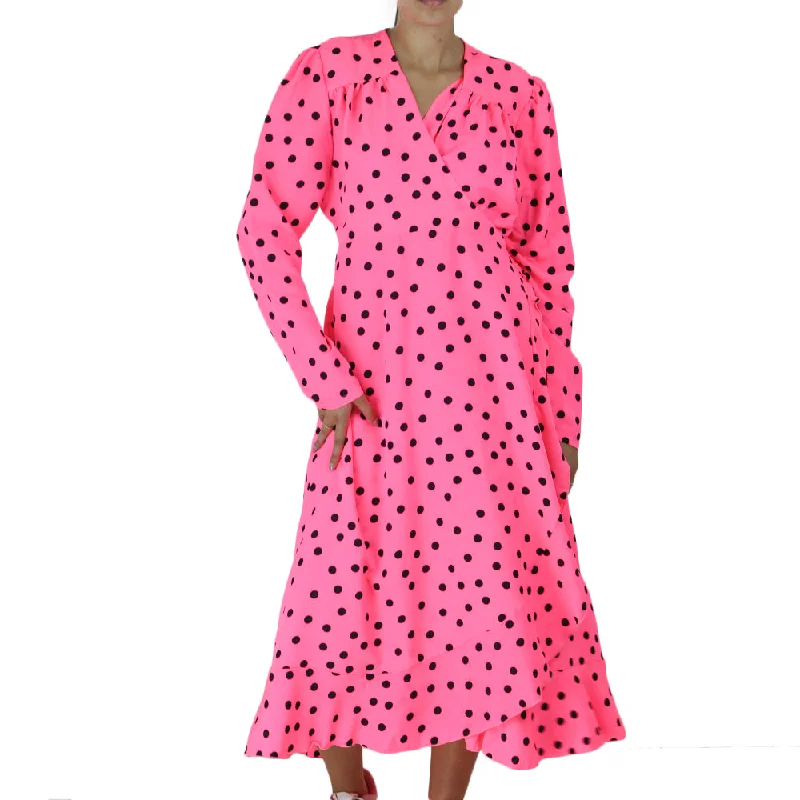 Women's Dotted Flare Dress,Pink Hip Women's Retro