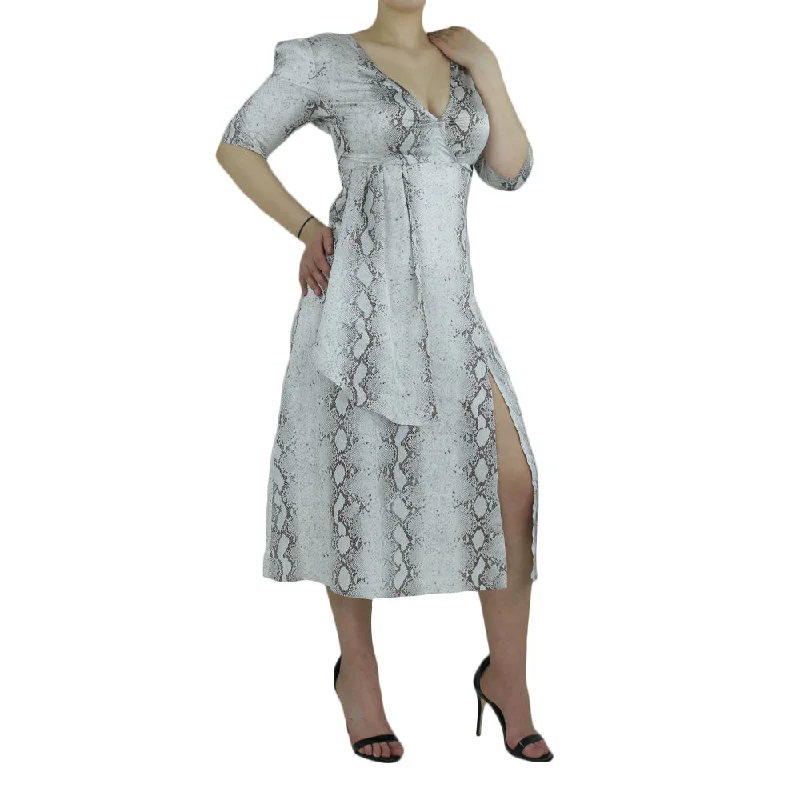 Women's Satin Snake Print Midi Dress,Multi Gym