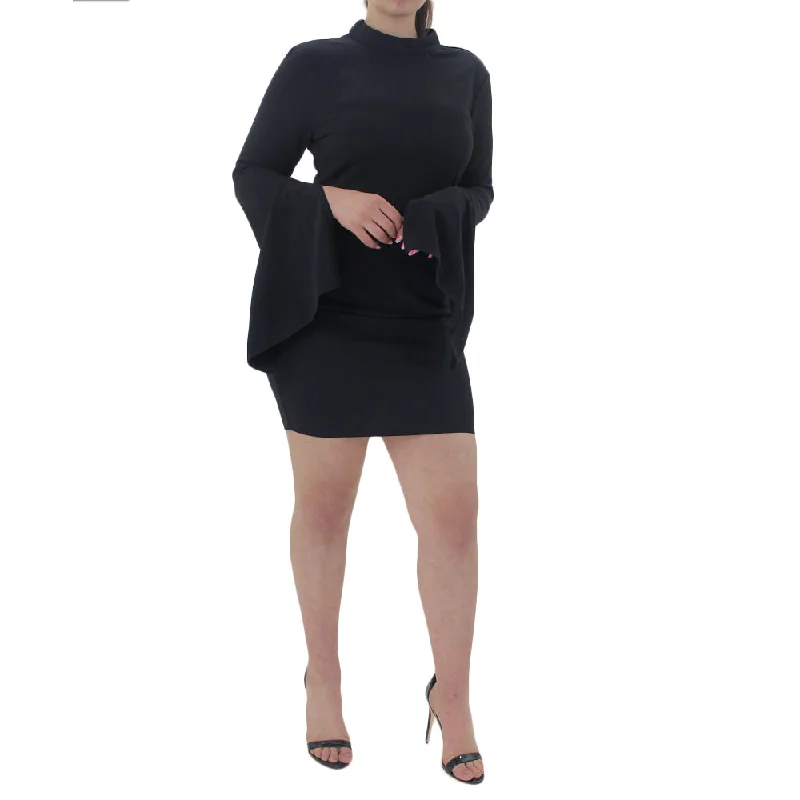Women's Plain Solid Formal Dress,Black Geometric