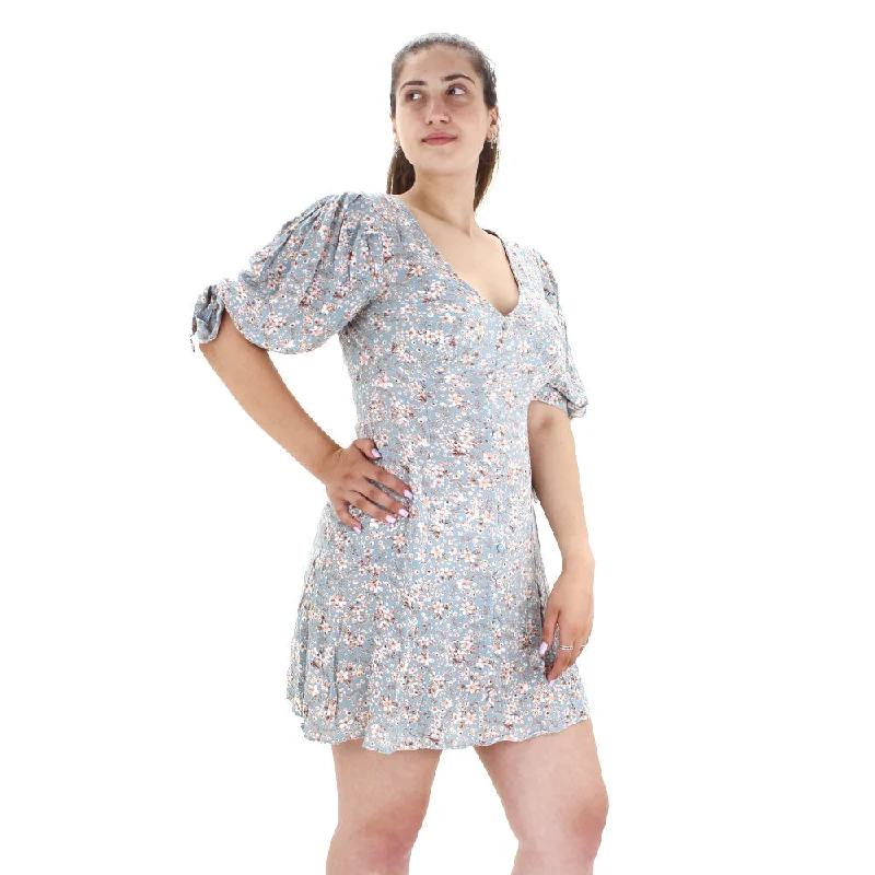Women's  Open Back Floral Dress,Blue Athletic Women's High - 
