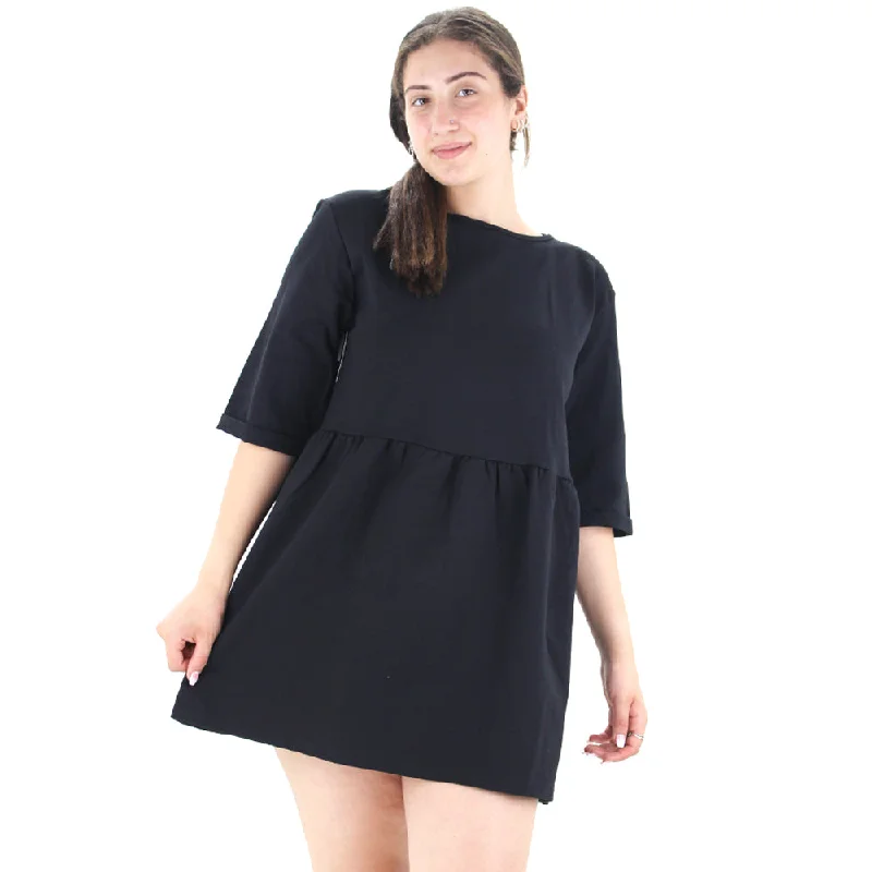 Women's Solid Mini Dress,Black British Gentlewoman Style