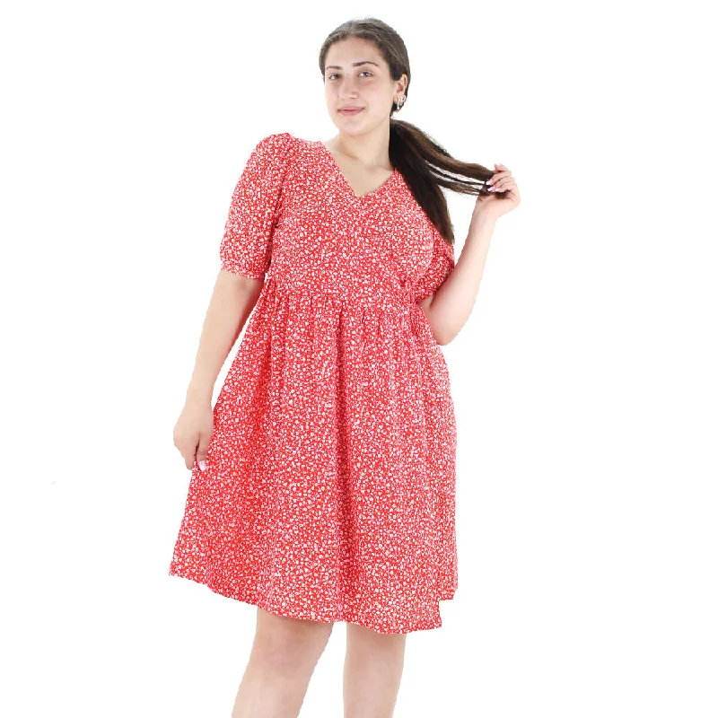 Women's Tie Front Floral Dress Oversized,Red Rugged Women's Outdoor 