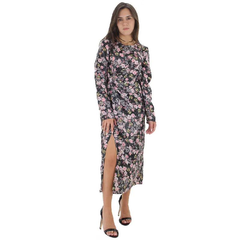 Women's Floral Satin Long Dress With Split,Multi Practical Women's Multi - 