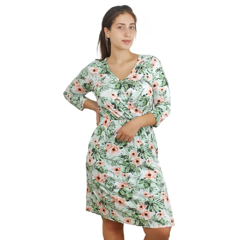 Women's Printed V-Neck Dress,Multi Adventure