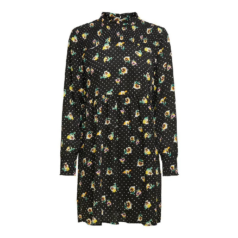 Women's Floral Long Sleeve Oversize Dress,Black Vintage Women's 1970S 
