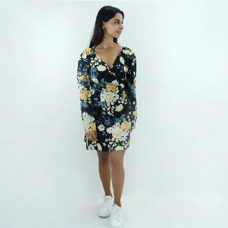 Women's Floral Printed Casual Dress,Black Relaxed Women's 