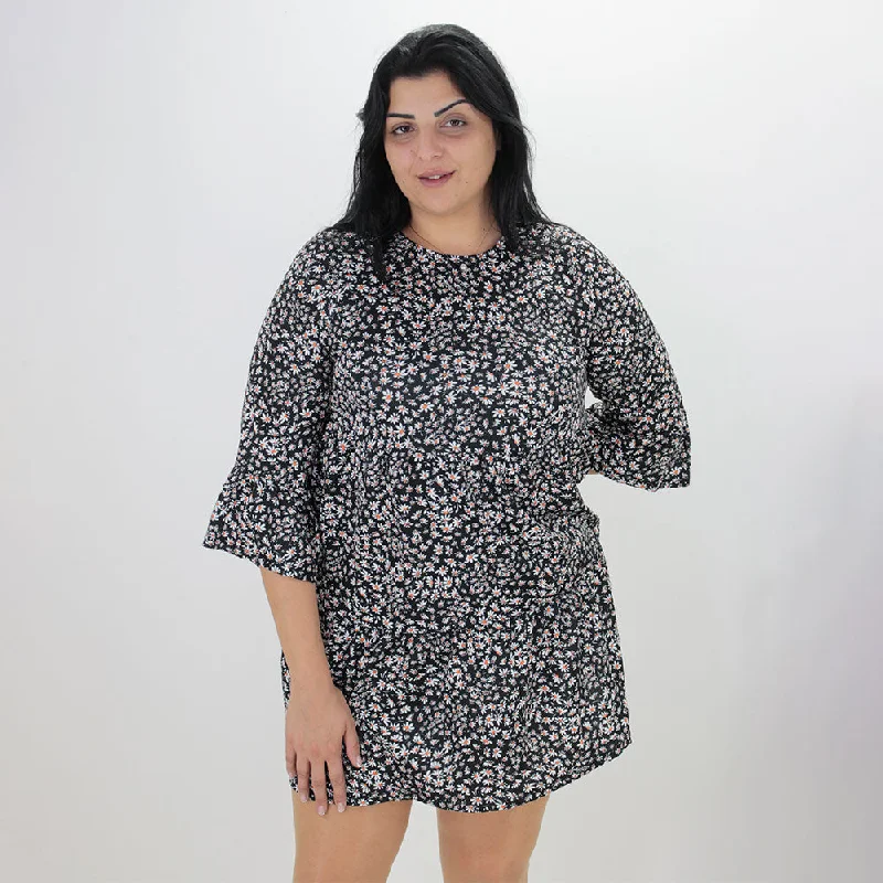 Women's Floral Printed Short Dress,Black Sporty Women's Athleisure 