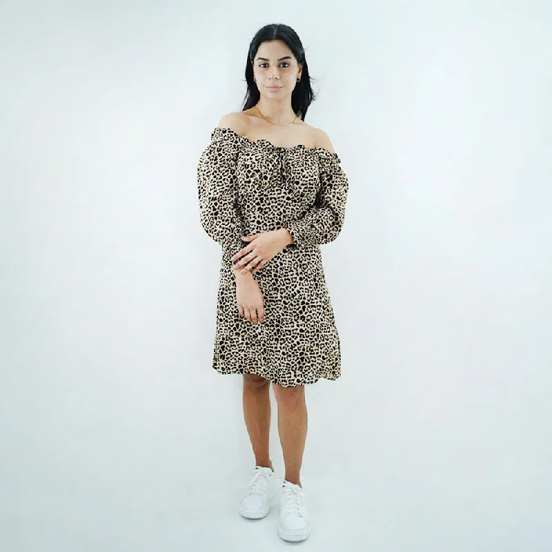 Women's Tiger Printed Dress,Light Brown French
