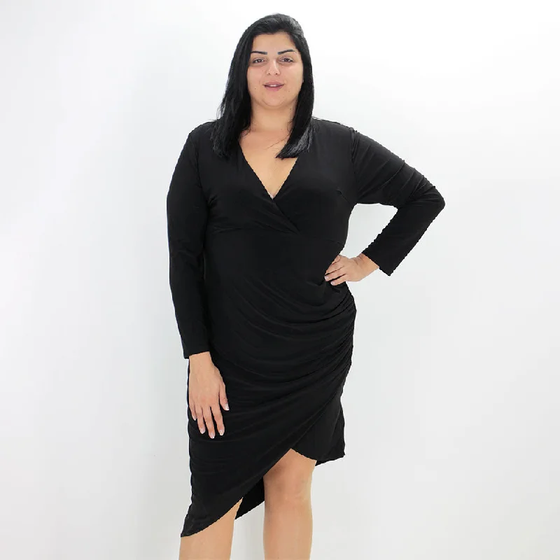 Women's Plain Solid V-Neck Dress,Black Rugged Women's Outdoor 