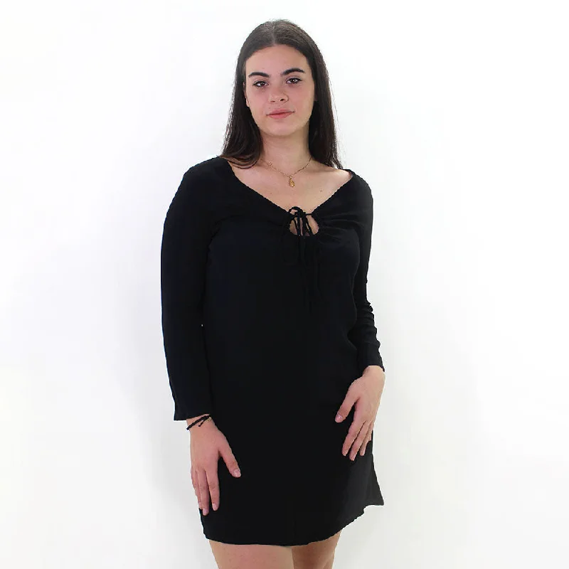 Women's Keyhole Neck Dress,Black Sophisticated Women's Tailored