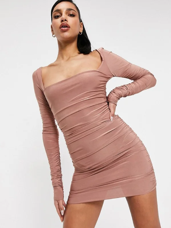 Women's Plain Solid Short Dress,Rosewood Street