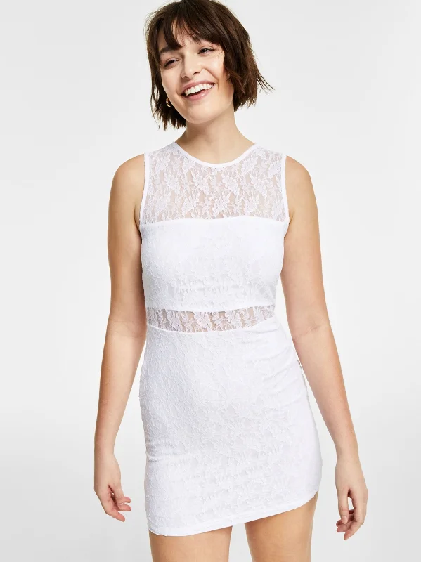 Women's Floral Embroidered Dress,White Cozy Women's Sherpa - lined