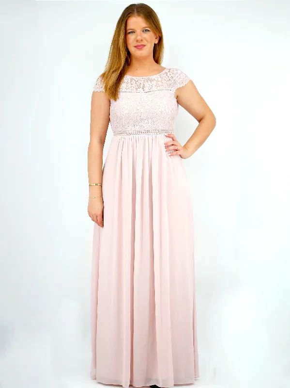 Women's Lace Floral Dress,Nude Pink Disco