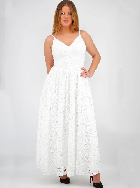 Women's Lace Floral Dress,White Women
