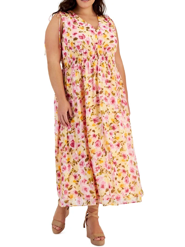 Women's Floral Printed Metallic Dress,Multi Feminine Women's Style 