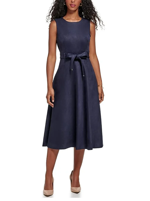 Women's Plain MIDI Dress,Navy Minimalist Women's Casual