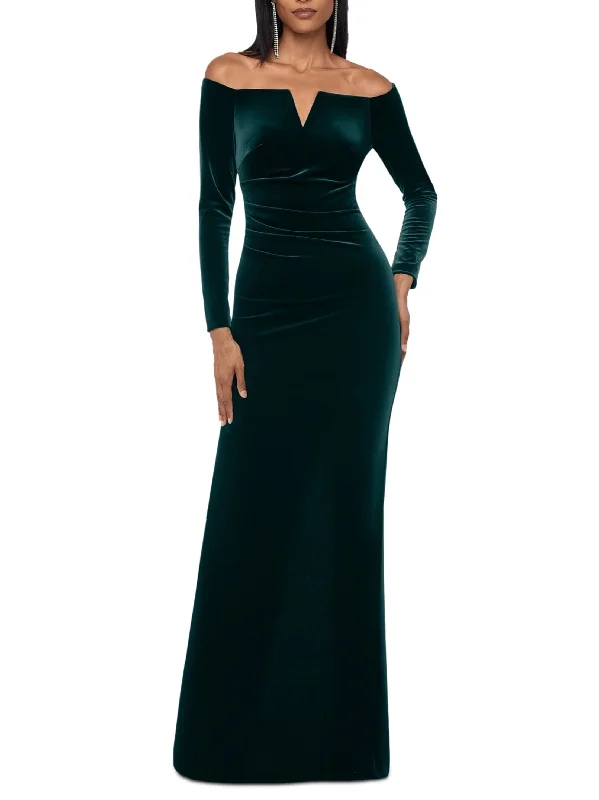 Women's Plain Velvet MAXI Dress,Dark Green Business